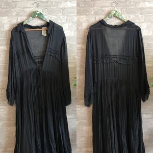 FP one gray open front duster maxi dress